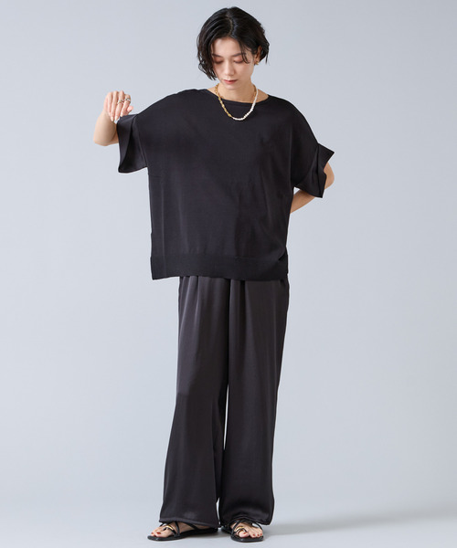 Liesse（リエス）の「【定番】袖サテンニット（ニット/セーター・レディース・ブラック/ホワイト・FREE）」の13枚目の写真