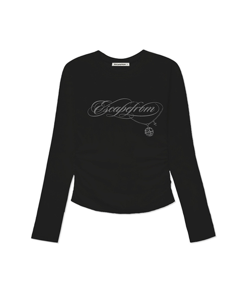 ESCAPEFROM（エスケープフロム）の「ESCF チェーンプリントスリムフィットシャーリングロングスリーブ [4色]（Tシャツ/カットソー・レディース・ピンク/ブラウン/ブラック/アイボリー・MEDIUM）」の2枚目の写真