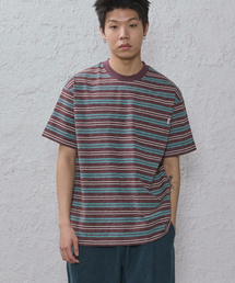 CAMEL WORK（キャメルワーク）の「ヴィンテージストライプポケット半袖Tシャツ（バーガンディ）（Tシャツ/カットソー）」