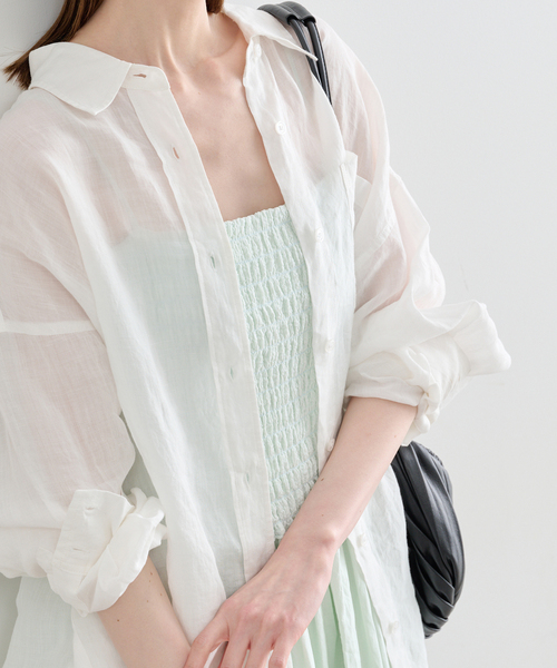U by SPICK&SPAN（ユーバイスピックアンドスパン）の「Atelier Edition/アトリエ エディション WRINKLE SMOCKED DRESS（ワンピース・レディース・グリーン・FREE）」の6枚目の写真