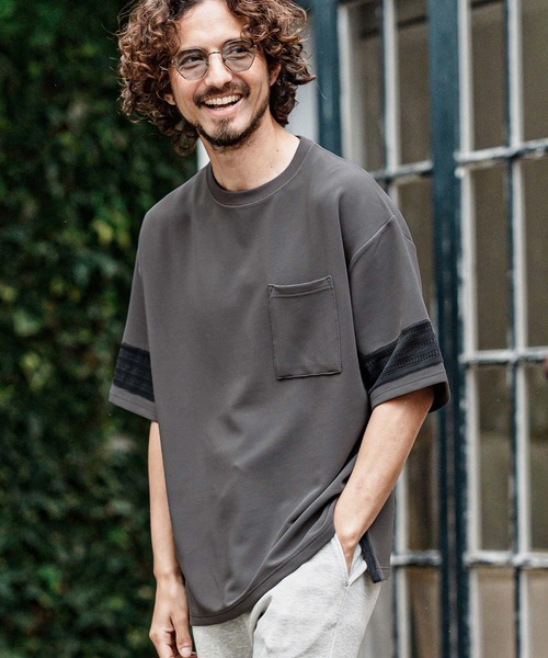 CAMBIO(カンビオ)の「mt10490- パネルメッシュショートスリーブTシャツ(Tシャツ/カットソー・メンズ・グレー/ブラック/ホワイト・XL/L/M)」の3枚目の写真