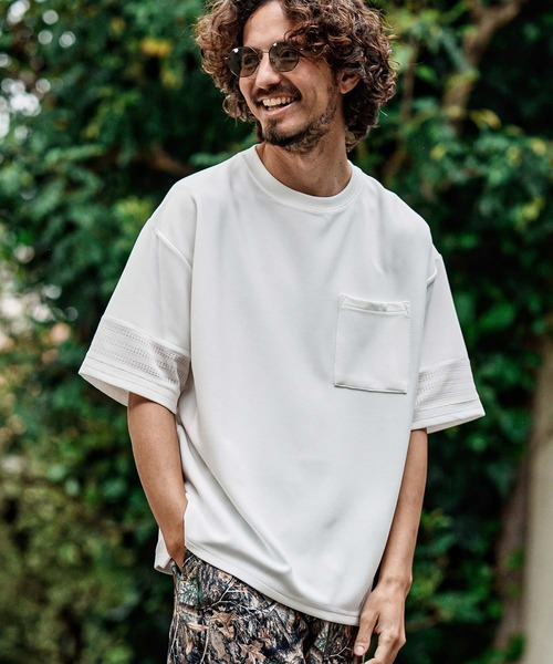 CAMBIO(カンビオ)の「mt10490- パネルメッシュショートスリーブTシャツ(Tシャツ/カットソー・メンズ・グレー/ブラック/ホワイト・XL/L/M)」の2枚目の写真
