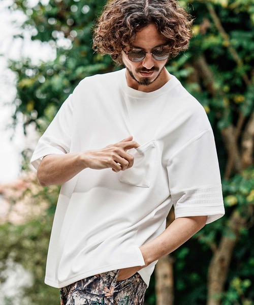 CAMBIO(カンビオ)の「mt10490- パネルメッシュショートスリーブTシャツ(Tシャツ/カットソー・メンズ・グレー/ブラック/ホワイト・XL/L/M)」の4枚目の写真