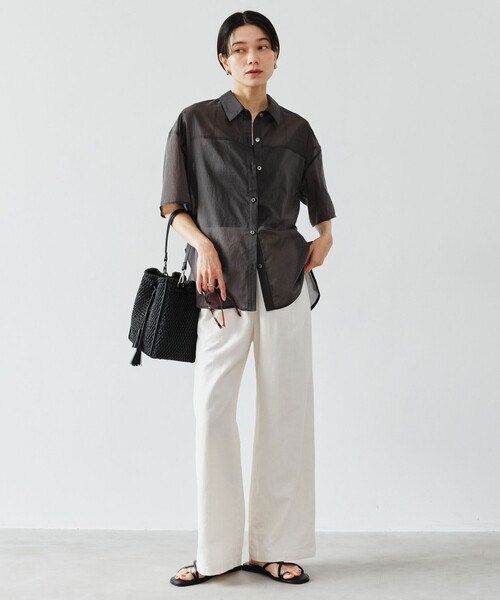 green label relaxing（グリーンレーベルリラクシング）の「BREEZE LINEN ブリーズリネン ワイド パンツ オフホワイト ドット（その他パンツ・レディース・オフホワイト/その他1・SHORT/34/44/40/38/42/TALL/36）」の3枚目の写真