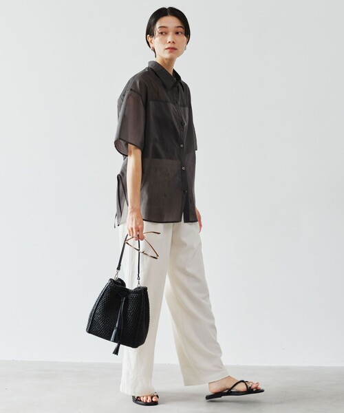 BREEZE LINEN ブリーズリネン ワイド パンツ オフホワイト ドット