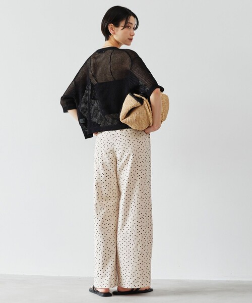 green label relaxing(グリーンレーベルリラクシング)の「BREEZE LINEN ブリーズリネン ワイド パンツ オフホワイト ドット(その他パンツ・レディース・オフホワイト/その他1・SHORT/34/44/40/38/42/TALL/36)」の6枚目の写真