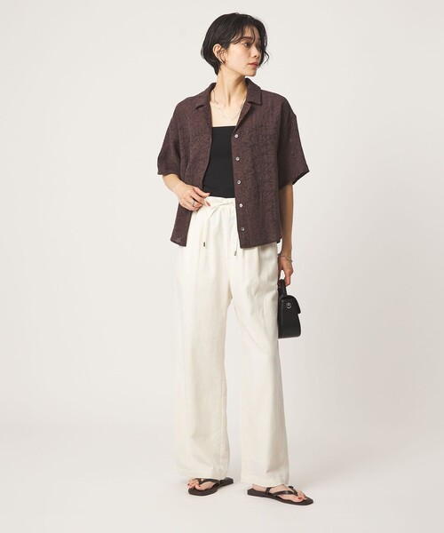 green label relaxing(グリーンレーベルリラクシング)の「BREEZE LINEN ブリーズリネン ワイド パンツ オフホワイト ドット(その他パンツ・レディース・オフホワイト/その他1・SHORT/34/44/40/38/42/TALL/36)」の9枚目の写真