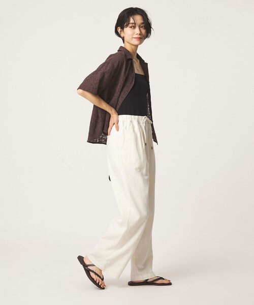 green label relaxing(グリーンレーベルリラクシング)の「BREEZE LINEN ブリーズリネン ワイド パンツ オフホワイト ドット(その他パンツ・レディース・オフホワイト/その他1・SHORT/34/44/40/38/42/TALL/36)」の11枚目の写真