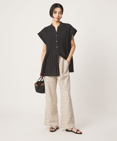 green label relaxing(グリーンレーベルリラクシング)の「BREEZE LINEN ブリーズリネン ワイド パンツ オフホワイト ドット(その他パンツ・レディース・オフホワイト/その他1・SHORT/34/44/40/38/42/TALL/36)」の14枚目の写真