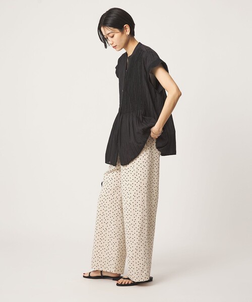 green label relaxing(グリーンレーベルリラクシング)の「BREEZE LINEN ブリーズリネン ワイド パンツ オフホワイト ドット(その他パンツ・レディース・オフホワイト/その他1・SHORT/34/44/40/38/42/TALL/36)」の15枚目の写真