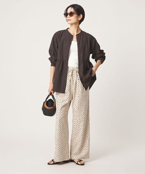 green label relaxing(グリーンレーベルリラクシング)の「BREEZE LINEN ブリーズリネン ワイド パンツ オフホワイト ドット(その他パンツ・レディース・オフホワイト/その他1・SHORT/34/44/40/38/42/TALL/36)」の16枚目の写真