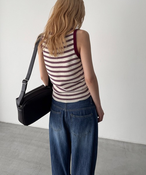 CANAL JEAN（キャナルジーン）の「COIN　ボーダーニットタンク（タンクトップ・レディース・グレー/ワイン/ベージュ・ONE SIZE）」の17枚目の写真