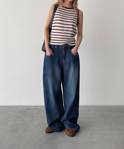CANAL JEAN（キャナルジーン）の「COIN　ボーダーニットタンク（タンクトップ・レディース・グレー/ワイン/ベージュ・ONE SIZE）」の18枚目の写真