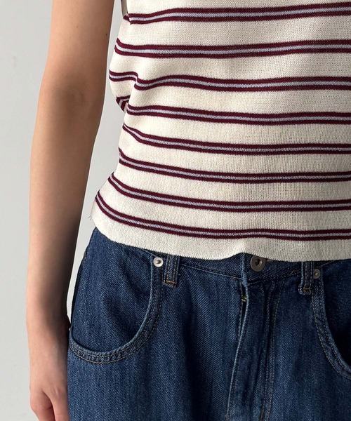 CANAL JEAN（キャナルジーン）の「COIN　ボーダーニットタンク（タンクトップ・レディース・グレー/ワイン/ベージュ・ONE SIZE）」の14枚目の写真