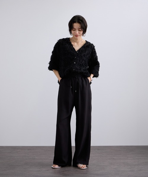 SALON adam et rope'（サロン アダム エ ロペ）の「モチーフカットジャカードハーフスリーブブラウス（シャツ/ブラウス・レディース・ブラック/サックスブルー/オフホワイト・FREE）」の8枚目の写真