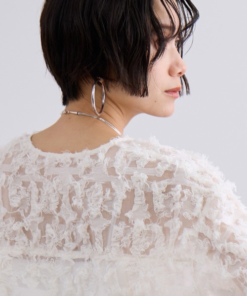 SALON adam et rope'（サロン アダム エ ロペ）の「モチーフカットジャカードハーフスリーブブラウス（シャツ/ブラウス・レディース・ブラック/サックスブルー/オフホワイト・FREE）」の16枚目の写真