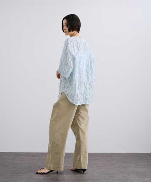 SALON adam et rope'（サロン アダム エ ロペ）の「モチーフカットジャカードハーフスリーブブラウス（シャツ/ブラウス・レディース・ブラック/サックスブルー/オフホワイト・FREE）」の17枚目の写真