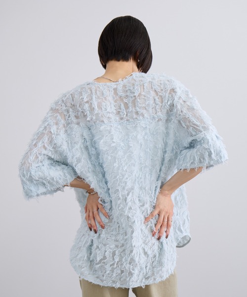 SALON adam et rope'（サロン アダム エ ロペ）の「モチーフカットジャカードハーフスリーブブラウス（シャツ/ブラウス・レディース・ブラック/サックスブルー/オフホワイト・FREE）」の20枚目の写真