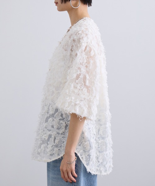 SALON adam et rope'（サロン アダム エ ロペ）の「モチーフカットジャカードハーフスリーブブラウス（シャツ/ブラウス・レディース・ブラック/サックスブルー/オフホワイト・FREE）」の22枚目の写真