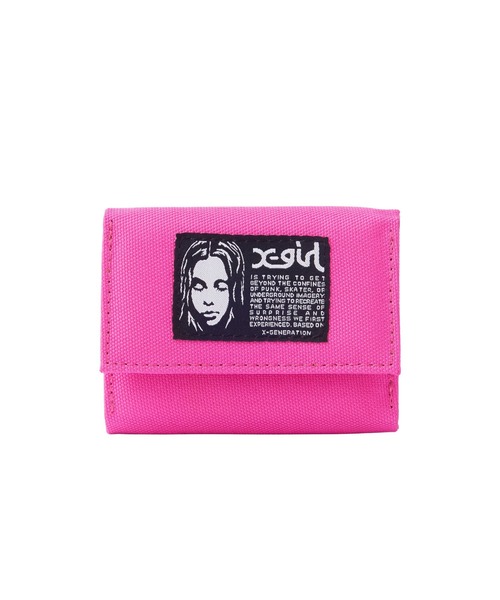 X-girl(エックスガール)の「FACE LABEL SMART MINI WALLET(財布・レディース・カモフラージュ/ブラック/ピンク・ONE SIZE)」の3枚目の写真