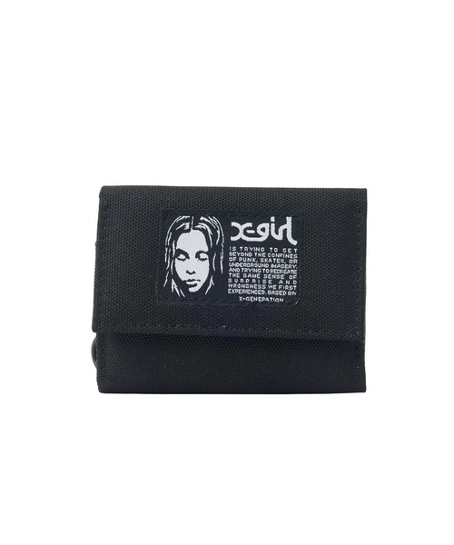 X-girl(エックスガール)の「FACE LABEL SMART MINI WALLET(財布・レディース・カモフラージュ/ブラック/ピンク・ONE SIZE)」の2枚目の写真