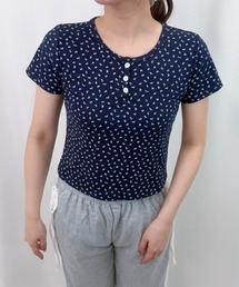 【ZOZOTOWN限定】小花柄ヘンリーネックT