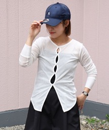 【2way/薄手/シアー】【pufe】ループカットロングTシャツ ロンT 長袖 リブ ボートネック 重ね着