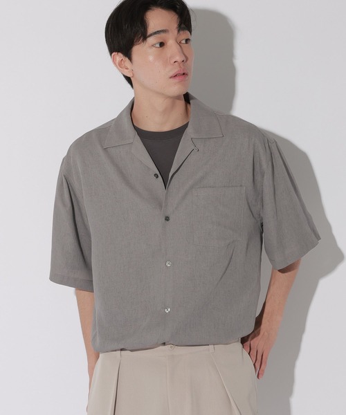 LAKOLE(ラコレ)の「メランジシアー開襟半袖シャツ / 669922(シャツ/ブラウス・メンズ・チャコール/グリーン/ブラック・LARGE/MEDIUM)」の6枚目の写真