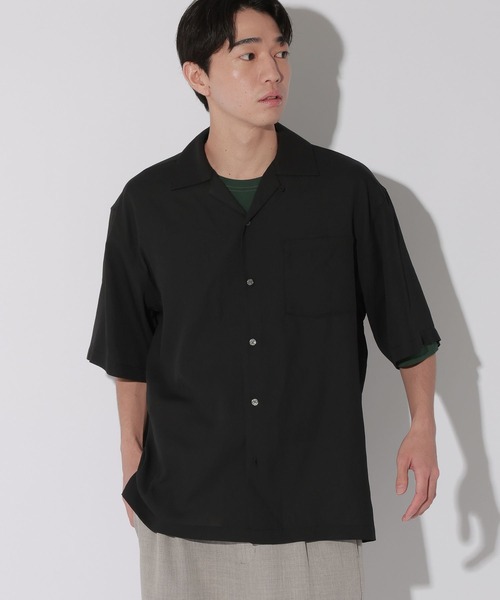 LAKOLE(ラコレ)の「メランジシアー開襟半袖シャツ / 669922(シャツ/ブラウス・メンズ・チャコール/グリーン/ブラック・LARGE/MEDIUM)」の12枚目の写真