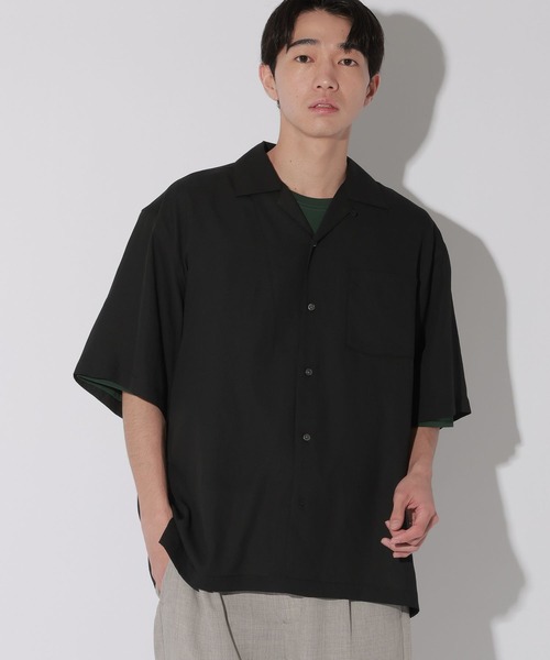 LAKOLE(ラコレ)の「メランジシアー開襟半袖シャツ / 669922(シャツ/ブラウス・メンズ・チャコール/グリーン/ブラック・LARGE/MEDIUM)」の13枚目の写真