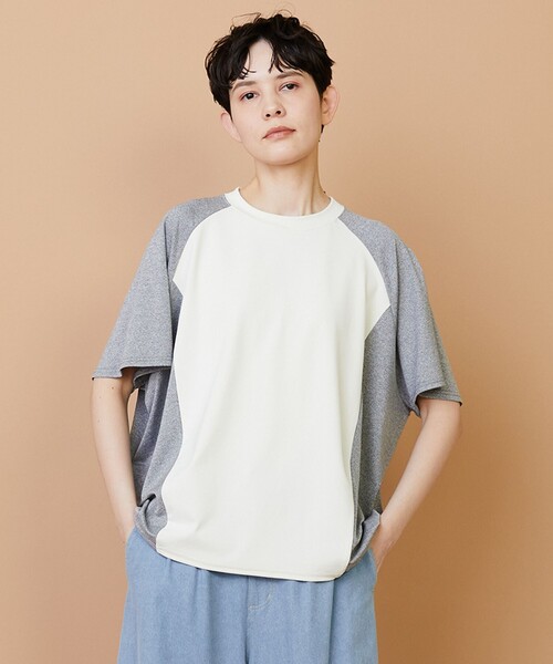 FRAPBOIS(フラボア)の「クールスムース カットソー(Tシャツ/カットソー・レディース・ブラック/オフホワイト・1/2)」の1枚目の写真