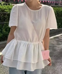 リボンUネックトップス
