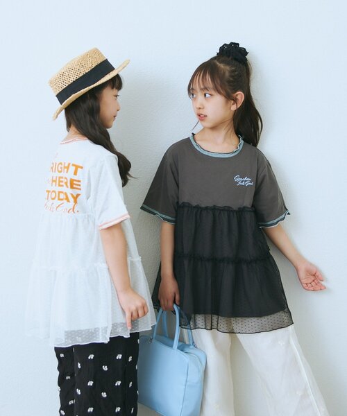CIAOPANIC TYPY(チャオパニックティピー)の「【KIDS】ドットチュールドッキング配色ステッチワンピース(ワンピース・キッズ・グレー/チャコールグレー/ブルー・110/130/150)」の5枚目の写真