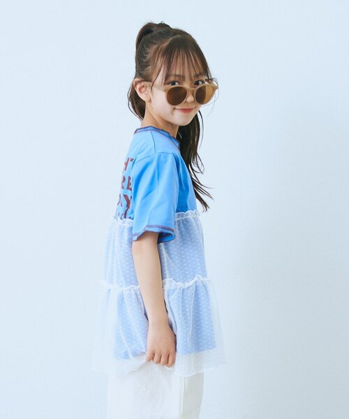 CIAOPANIC TYPY(チャオパニックティピー)の「【KIDS】ドットチュールドッキング配色ステッチワンピース(ワンピース・キッズ・グレー/チャコールグレー/ブルー・110/130/150)」の9枚目の写真