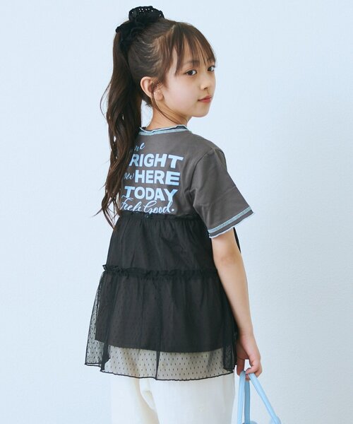 CIAOPANIC TYPY(チャオパニックティピー)の「【KIDS】ドットチュールドッキング配色ステッチワンピース(ワンピース・キッズ・グレー/チャコールグレー/ブルー・110/130/150)」の11枚目の写真