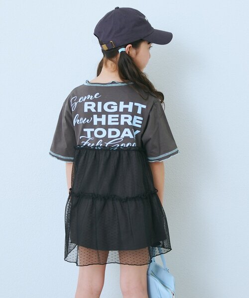 CIAOPANIC TYPY(チャオパニックティピー)の「【KIDS】ドットチュールドッキング配色ステッチワンピース(ワンピース・キッズ・グレー/チャコールグレー/ブルー・110/130/150)」の12枚目の写真