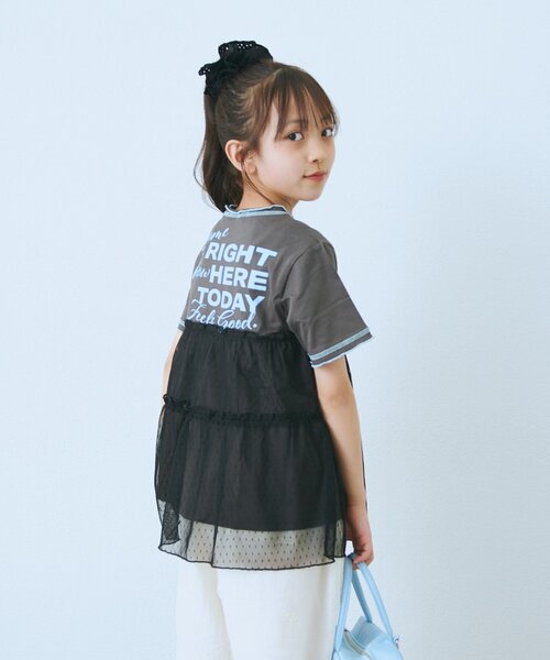 CIAOPANIC TYPY(チャオパニックティピー)の「【KIDS】ドットチュールドッキング配色ステッチワンピース(ワンピース・キッズ・グレー/チャコールグレー/ブルー・110/130/150)」の15枚目の写真