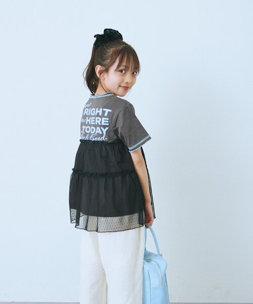 CIAOPANIC TYPY(チャオパニックティピー)の「【KIDS】ドットチュールドッキング配色ステッチワンピース(ワンピース・キッズ・グレー/チャコールグレー/ブルー・110/130/150)」の16枚目の写真