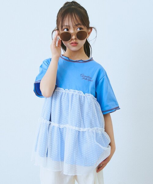 CIAOPANIC TYPY(チャオパニックティピー)の「【KIDS】ドットチュールドッキング配色ステッチワンピース(ワンピース・キッズ・グレー/チャコールグレー/ブルー・110/130/150)」の17枚目の写真