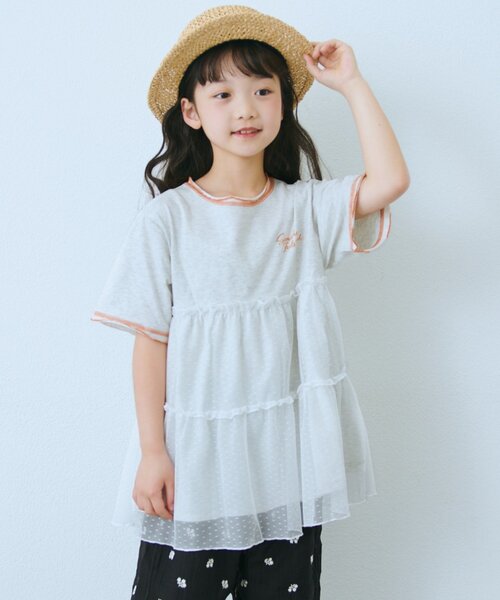 CIAOPANIC TYPY(チャオパニックティピー)の「【KIDS】ドットチュールドッキング配色ステッチワンピース(ワンピース・キッズ・グレー/チャコールグレー/ブルー・110/130/150)」の20枚目の写真