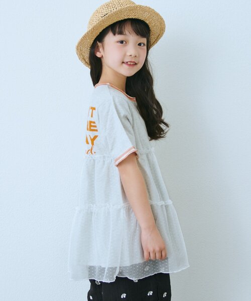CIAOPANIC TYPY(チャオパニックティピー)の「【KIDS】ドットチュールドッキング配色ステッチワンピース(ワンピース・キッズ・グレー/チャコールグレー/ブルー・110/130/150)」の22枚目の写真
