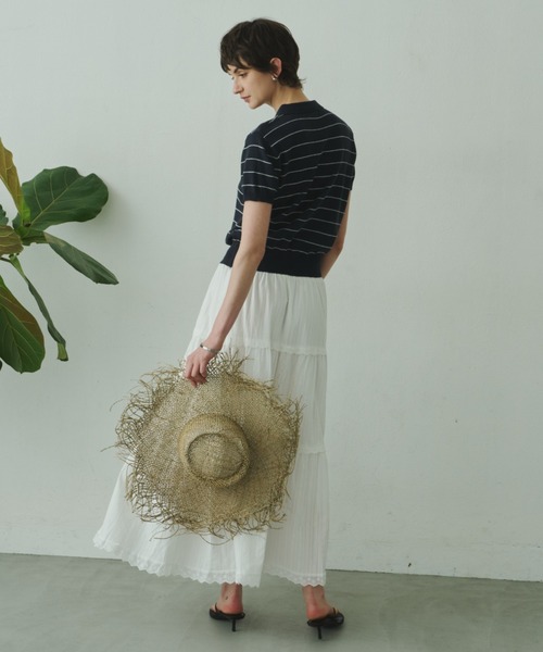 Plumel(プルメル)の「Border Summer Polo Knit / ボーダーサマーポロニット(その他トップス・レディース・ネイビー/アイボリー・MEDIUM)」の19枚目の写真