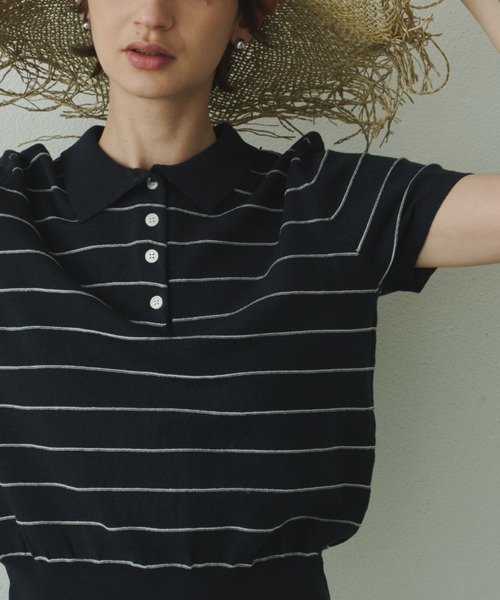 Plumel(プルメル)の「Border Summer Polo Knit / ボーダーサマーポロニット(その他トップス・レディース・ネイビー/アイボリー・MEDIUM)」の20枚目の写真