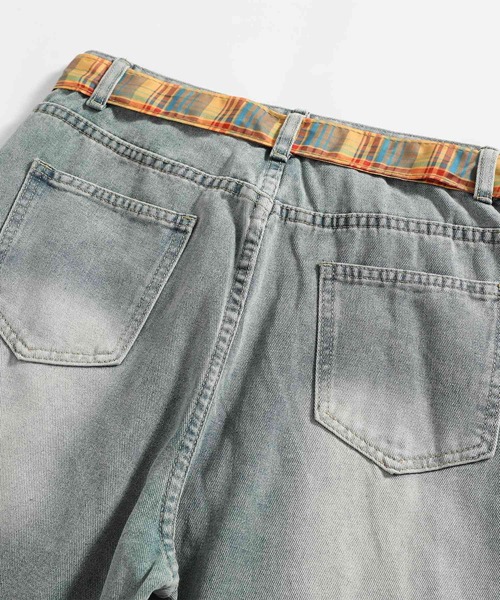 HOOK(フック)の「HOOK マッシュルーム刺繍 バレルレッグデニム チェックベルト付き(デニムパンツ・メンズ・ライトブルー・XL/M/L)」の19枚目の写真