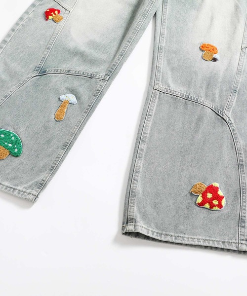 HOOK(フック)の「HOOK マッシュルーム刺繍 バレルレッグデニム チェックベルト付き(デニムパンツ・メンズ・ライトブルー・XL/M/L)」の16枚目の写真