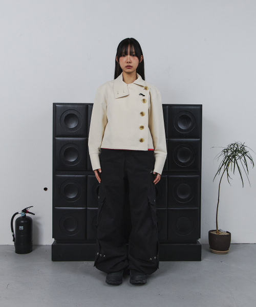TANSANMAGNESIUM(タンサン マグネシウム)の「ビッグボタンハイネックジャケット(アイボリー)(その他アウター・レディース・その他・O/S)」の5枚目の写真