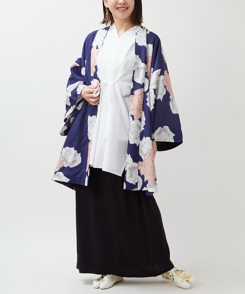 倭物やカヤ(ワモノヤカヤ)の「【倭物やカヤ】古今着物風羽織(カーディガン/ボレロ・レディース・ネイビー/ブルー/ブラック・FREE)」の20枚目の写真