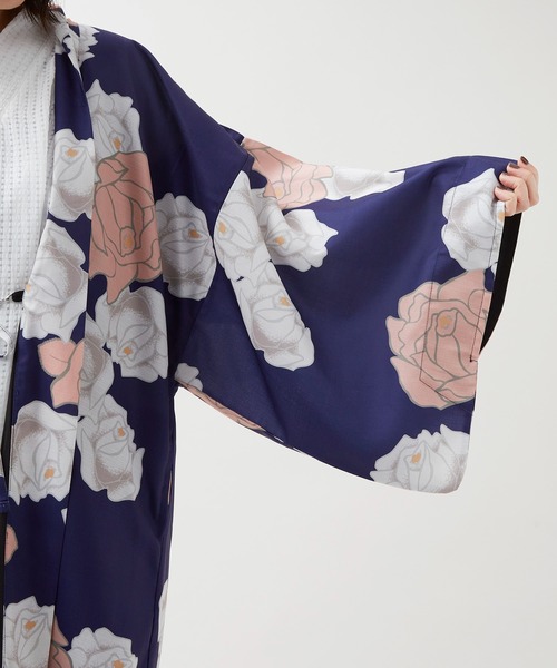 倭物やカヤ(ワモノヤカヤ)の「【倭物やカヤ】古今着物風羽織(カーディガン/ボレロ・レディース・ネイビー/ブルー/ブラック・FREE)」の14枚目の写真
