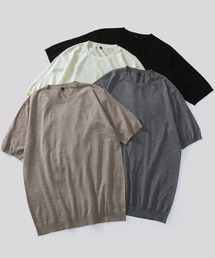 【TOBEE】サマーニット 半袖クルーネックニットTシャツ
