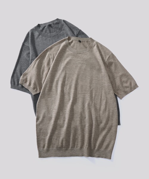 TOBEE（トゥビー）の「【TOBEE】サマーニット 半袖クルーネックニットTシャツ（Tシャツ/カットソー・メンズ・グレー/ブラック/ホワイト/ベージュ・X-LARGE/LARGE/MEDIUM）」の13枚目の写真